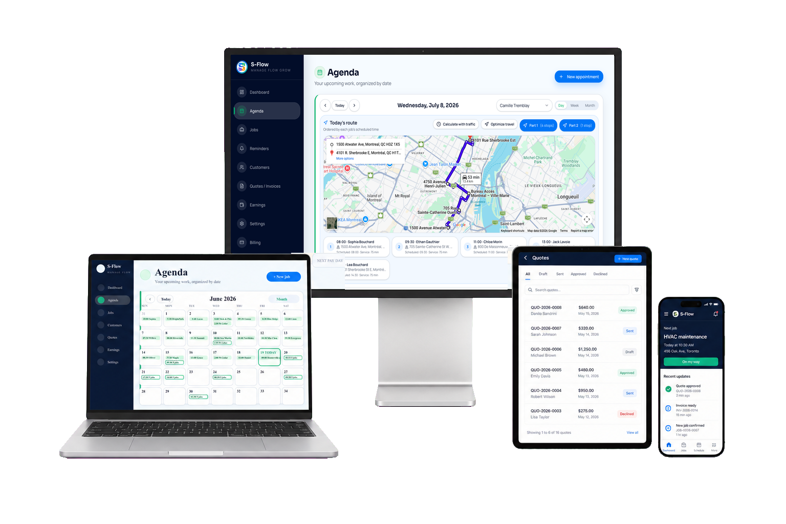 S-Flow on laptop, tablet and phone